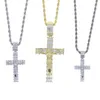 Chains Fashion Female Cross Pendants Drop Gold Silver Color Crystal Pendant Necklace Jewelry For Men Women Whole242T