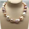 Necklaces Amazing Selling Mixed Color Large Size Tissue Nucleated Flame Ball Shape Baroque Statement Necklace 100% Natural Pearls