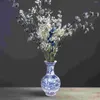 Vases Vase en porcelaine bleue et blanche en céramique, ornement décoratif floral, support d'arrangement, petite fleur pour la maison