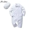 Ensembles de vêtements Bébé Garçons Blanc Baptême Barboteuses Ensemble À Manches Longues Bowtie Messieurs Costume De Mariage Anniversaire Baptême Fête Popgraphie Vêtements