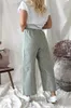 Pantaloni da donna 2024 Primavera Cotone Lino Lungo Nero Elastico in vita Bottone pieghettato Fondo femminile casual allentato