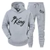 Tryckta långärmade hoodies set tryckt drottning King Lover Par Sweatshirt Plus Size Hoodies Trend Couple Tracksuit S-4XL 240124