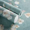 Wallpapers Green Retro Self-adhesive Fabric Wallpaper 3D Pastoral Bedroom Living Room Peel And Stick TV Background Wall Floral