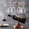 Metal Wine Rack Ving Glass Holder Countertop -Stand 1 Bottle Wine Storage Holder With 6 Glass Rack Ideal Christmas Gift for WI184J