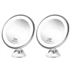 Miroirs 2X maquillage miroir de vanité portable avec ventouse de lumière LED 360 degrés rotatif maquillage verre maison bureau salle de bain voyage