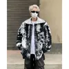 Camisolas masculinas homens de malha cardigan retro tie-dye gradiente pelúcia veludo high street mais clipe espessado estilo nacional moda