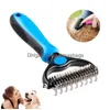 Cão Grooming Inventário Atacado Pet Fur Nó Cortador De Derramamento Ferramenta Cat Cabelo Remoção Pente Escova Dupla Face Produtos Drop Delivery H Dhn7i