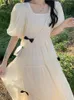 Party Dresses Dress White Cute Female In Outifits 2024 Summer Long Sundress Sweet Women's Clothing Fashion Robe Short Sleeve Streetwear