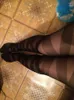 Women Socks Sexy Cross Straps Stockings Features Jacquard Pantyhose Breathable Pretty Mixture