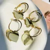 Hoop Earrings Gold Color Metal Heart For Women Exaggerated Butterfly Sequins Glossy Stainless Steel Statement Jewelry