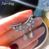 Dangle Earrings Korean Cubic Zirconia Double Women Siver Color Romantic Wedding Earings Anniversary Party Jewelry Boucle Oreille