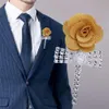 Corsage pour hommes strass perle or clair marié costume broche affaires fête noeud robe de mariée accessoires XH054 décoratif Flowe234K