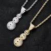 Pendant Necklaces Christmas Gift Iced Out Cubic Zirconia Snowman Stainless Steel Braided Chain Necklace Kalung HipHop Jewelry227C