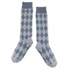 Chaussettes uniques et mignonnes pour femmes, pour étudiantes, Lolita Cosplay, bas à carreaux en losange, bonneterie haute aux genoux