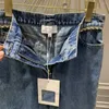 Женские джинсы 2024, весна/лето, с цепочной строчкой и промытыми в воде джинсовыми брюками с высокой талией и прямыми штанинами