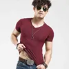 Men's T-Shirts 2023 Brand New Men T Shirt Tops V neck Short Sleeve Tees Men's Fashion Fitness Hot T-shirt For Male Free Shipping Size 5XL