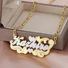 Custom Two Name Tone Heart Nameplate Necklace Cuban Link Chain Personalized Stainless Steel Gold Jewelry For Women 240119