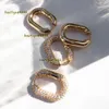 Stud Stud Fashion Zircon Round Huggie Hoop örhängen för kvinnor geometriska u form öron spänne hoops guld pläterade rostfritt stål smycken 2024