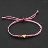 Charme pulseiras ouro prata cor amor coração pulseira casal desejo sorte corda vermelha trançada ajustável para mulheres homens jóias