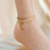 Dieyuro 316L Rostfritt stål Square Zircon Butterfly Charm Anklets för kvinnor Girl Trend Leg Chain Jewelry Birthday Present 240125