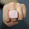 Кольца CUC Big Men Hiphop Ring Cring Iced out Циркон медный шарм золото золото Sier Color Fashion Rock Jewelry For Gift