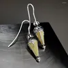 Dangle Earrings Kazakh Tribal Brass Cone Pendant Gypsy Jewelry Silver Color Carved Flower Lantern Hook Earring Mujer