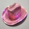 Party Space Cowgirl LED -hatt som blinkar ljus upp paljett cowboy hattar lysande kepsar halloween kostymgåvor f017