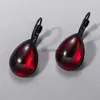 Stud Gothic Blood Red Water Drop Dangle Earrings for Women Girls Vampire Witch Crystal Earhook Jewelry Accessories Halloween Gifts YQ240129