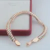 Bracelets FJ Jewelry 7mm 19cm Women 585 Rose Gold Color Middle White Curb Bracelet Link Chains