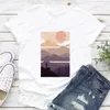 Women's T-Shirt 2023 Summer New Leisure Short Sleeve Women's Mountain Adventure Camping Print T-shirt 90's Women's T Fashion Women's T-shirt. T240129