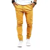 Pantaloni da uomo moda slim colore puro pantaloni sportivi fasciatura casual pantaloni con coulisse pantaloni larghi streetwear all'aperto