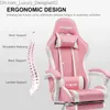 Other Furniture GTRACING GTWD-200 Gaming Chair with Footrest Adjustable Height and Reclining Pink gaming chair Q240129