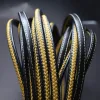 Pulseira 2 metros/lote 8*5mm preto amarelo trançado cabos de couro ed para pulseiras pulseiras jóias venda quente promoção de preço de fábrica