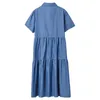 Casual Dresses Shift Dress for Women Maxi Denim Ladies Lending Solid Summer Outerwear Pockets Short Junior
