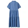 Casual Dresses Shift Dress For Women Maxi Denim Ladies Lengthen Solid Summer Outerwear Pockets Short Junior