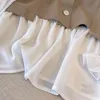 Koreanisches zweiteiliges, ultradünnes Chiffon-Hemd Conjuntos, knöchellanges, gerades Hosenset mit hoher Taille, dünnes, lässiges, formelles Sommerset 240129