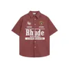 Rhude Shirt Designer Qualité originale Hommes Chemises décontractées Marque de mode Lettre imprimée à manches courtes pour hommes et femmes High Street Casual