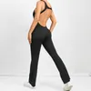 Actieve sets Lycra Jumpsuit Dames Gewatteerd Fitness Overalls Push-up Gymset 2024 Sportkleding Yogakleding Trainingspak Grijs Rood Bruin