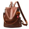 Schule Taschen Anti Diebstahl Rucksäcke Für Frauen 2024 Teenager Mädchen Vintage Leder Rucksack Antirrobo Reise Rucksack Mochila Mujer