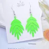 Boucles d'oreilles pendantes à la mode, feuilles fluorescentes, bleu sarcelle, noir, violet, goutte de feuilles pour femmes, cadeau, bijoux de fête de mariage