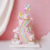 Cake Tools Rainbow Unicorn Girl Happy Birthday Topper Balloon Kid Party Decorating For Decoration Dessert Lovely Gifts