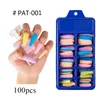 False Nails 100pc/Box Mixed Color Coffin Fake Acrylic Press On Manicure Tips Colorful Fingernail Almond Artificial Tool