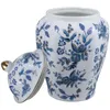 Garrafas de armazenamento Frasco de folhas de chá estilo chinês azul e branco vedação de porcelana multiuso solta