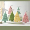 2PCS Candles Green Yellow Pink Merry Christmas Tree Shape Color Handmade Scented Soy Wax Candles Diy Holiday Birthday New Year Gifts Ornament