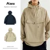 Giacche da uomo Giappone retrò primavera autunno manica lunga con cappuccio Harajuku pullover solidi casual mezza cerniera cappotto alla moda da donna