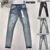 Jeans pour hommes Purple Mens Fashion Black Ripped Biker Slim Fit Bikers Denim pour hommes Mans PantsV35J