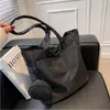 Einkaufstaschen Mode Nylon Stofftasche mit mehreren Taschen Große Kapazität Arbeitshandtasche Schulter Supermarkt Damen