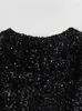 Casual Dresses Yenkye Winter Women Christmas Sequin Dress Vintage Long Sleeve Elegant Ladies A-Line Slim Party Mini