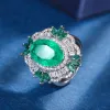 Halsband Trend 10*14mm Emerald Gemstone Halsband Pendant Ringörhängen Kvinnors lyxbröllopsfest Fina smyckesuppsättning Jubileumsgåva