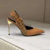 2024 New Designer Dress Shoe Jacquard-knit Slingback Pumps Stiletto Heels Pointed Toe Sandals Women's Luxury Party Factory Footwear letterg letterg